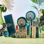 HIH 24‑Pcs Chinese Peacock Embossed Makeup Gift Set, Full Face Cosmetic Kit with Lipstick, Eyeshadow, Cushion BB & Makeup Brushes, Luxury Holiday Gift for Women