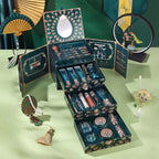 HIH 24‑Pcs Chinese Peacock Embossed Makeup Gift Set, Full Face Cosmetic Kit with Lipstick, Eyeshadow, Cushion BB & Makeup Brushes, Luxury Holiday Gift for Women