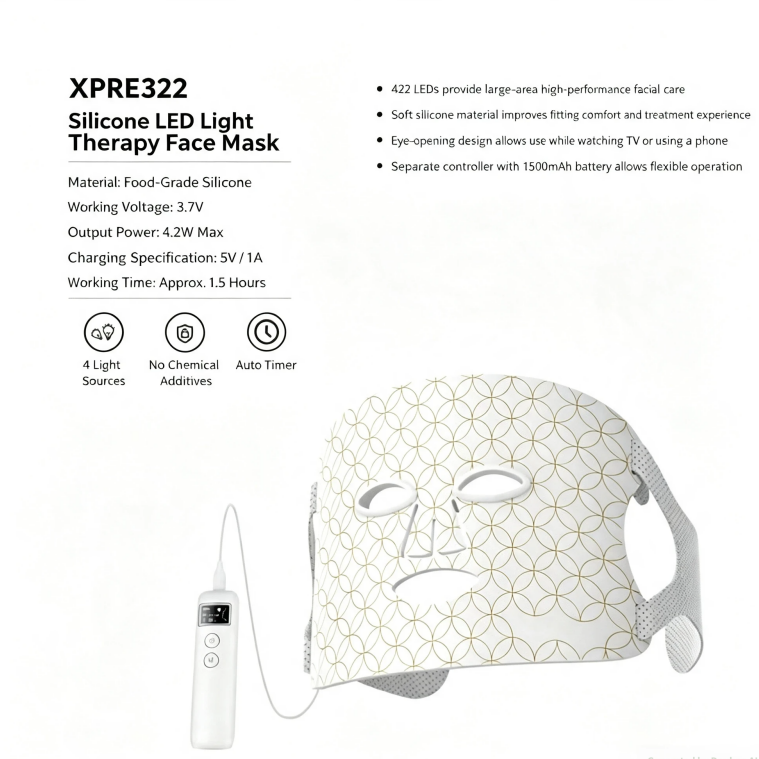 Silicone LED Face Mask Red Light Therapy 7 Colors Photon Mask for Anti-Aging Acne Reduction