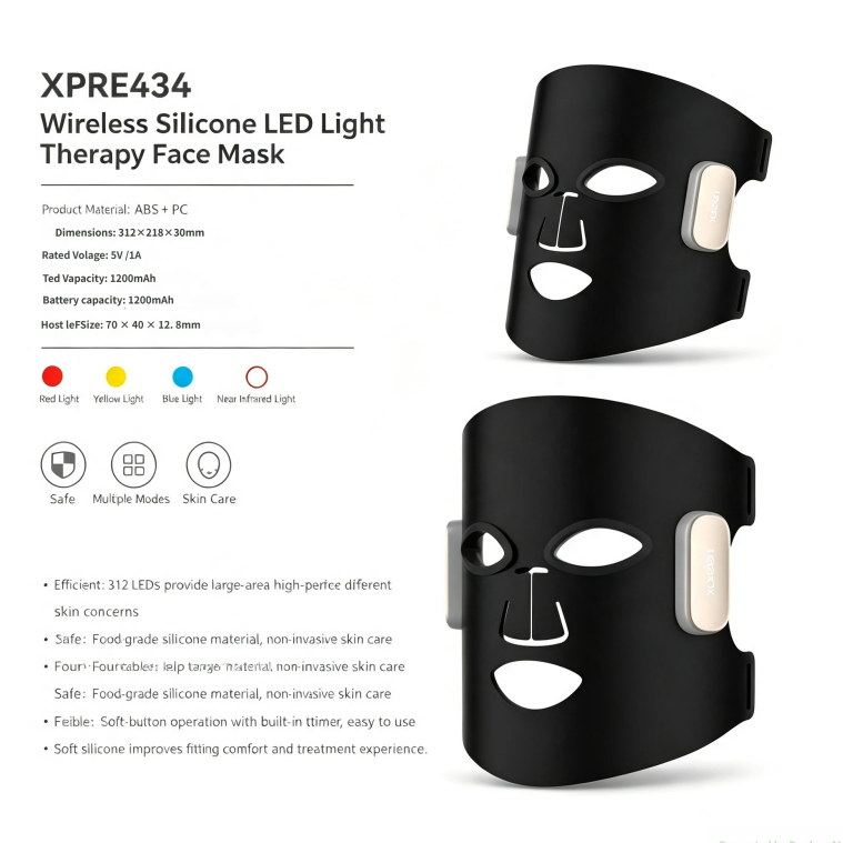Silicone LED Face Mask Red Light Therapy 7 Colors Photon Mask for Anti-Aging Acne Reduction
