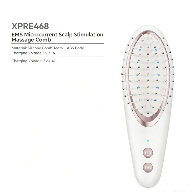 XPRE468 EMS Scalp Massage Comb Electric Hair Growth Stimulating Brush Silicone Massage Nodes